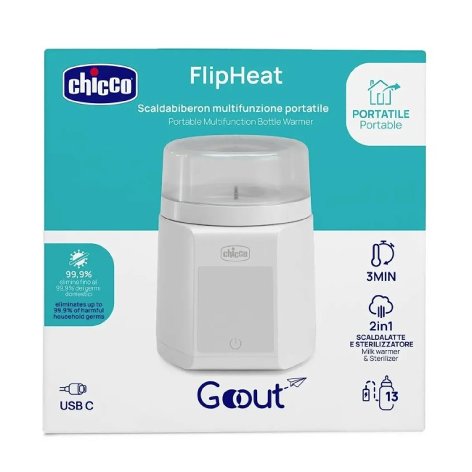 Scaldabiberon portatile 2 in 1 con batteria ricaricabile - chicco - Chicco