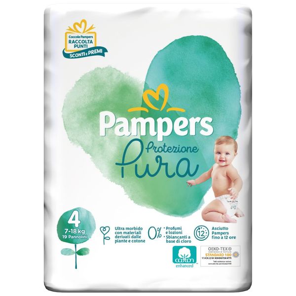 Pampers naturello 0% profumo, taglia 4 (7-18 kg) - 19 pz - Catalogo Pampers