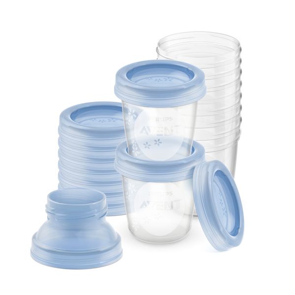 Philips avent set con 10 vasetti da 180ml per la conservazione di latte e pappe e 2 adattatori - Philips avent