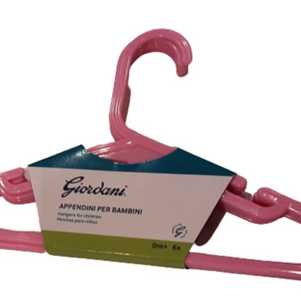 Appendi abiti in plastica rosa 6 pz - Giordani