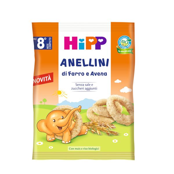 Snack anellini di farro e avena 30 gr - Hipp