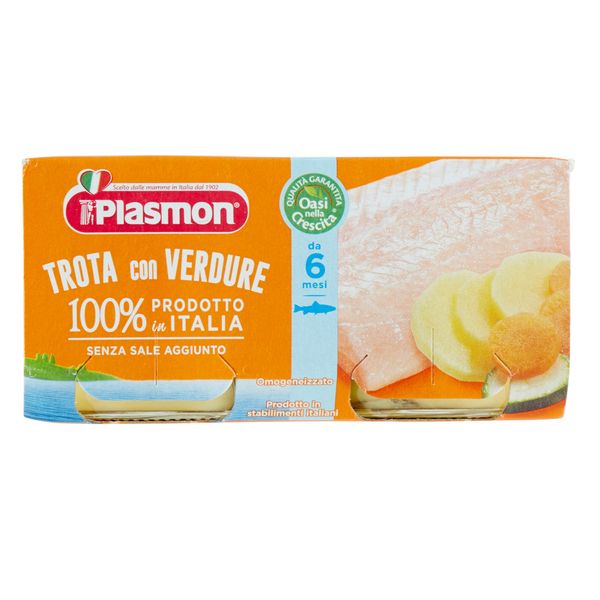 Plasmon - omogeneizzato trota - verdure - 2x80g - Plasmon