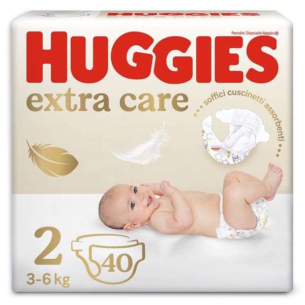 Huggies extra care bebè – pannolini taglia 2 (3-6 kg) – confezione da 40 pz - Huggies