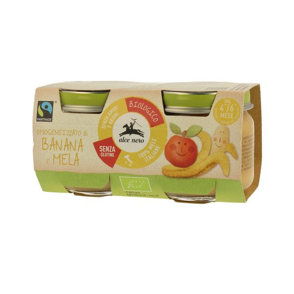Omogeneizzato banana mela baby food bio alce nero 80g*2 - Alce Nero