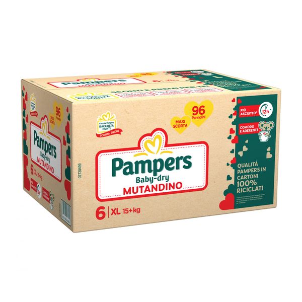 Pampers - baby dry mutandino xl, 96 pannolini, taglia 6 (15+ kg) - Catalogo Pampers