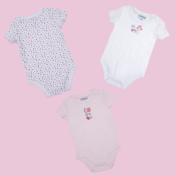 Mawi pack x3 body mezza manica in costina coccinella - Mawi
