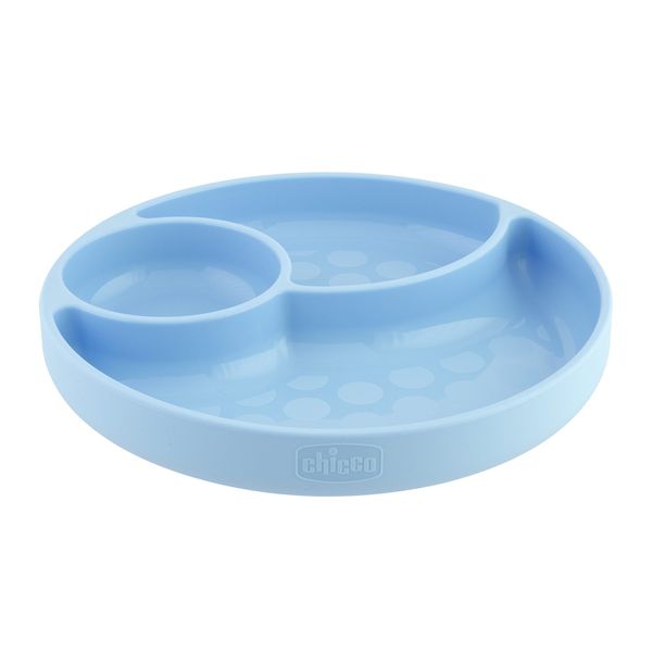 Chicco piatto porzionato silicone blu 12m+ - Chicco