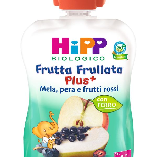 Hipp frutta frullata plus + mela pera con frutti rossi con ferro 90g - Hipp