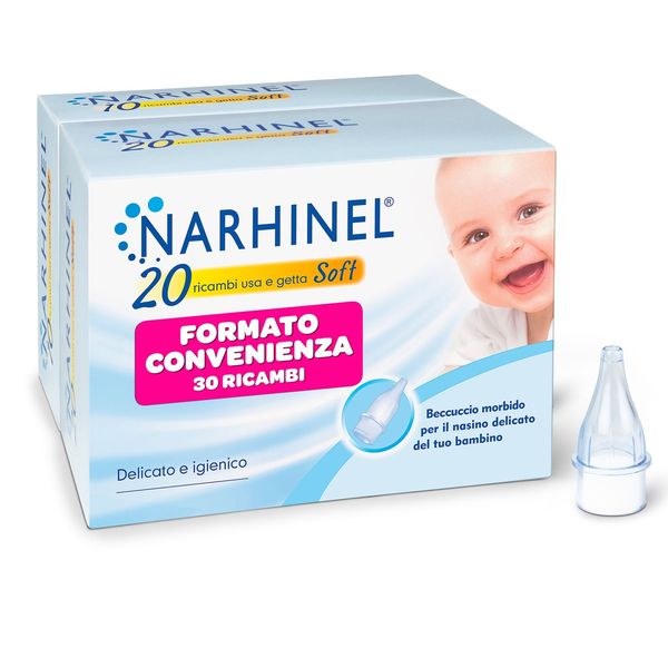 Narhinel ricambi per aspiratore nasale per neonati e bambini con filtro assorbente per trattenere il muco, usa e getta, soft 20+10 - Narhinel