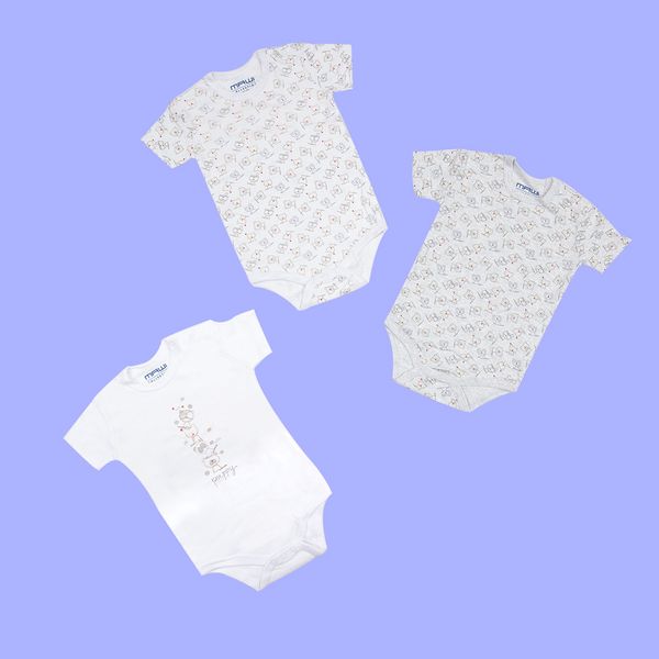 Mawi pack x3 body mezza manica caldo cotone unisex  animaletti - Mawi