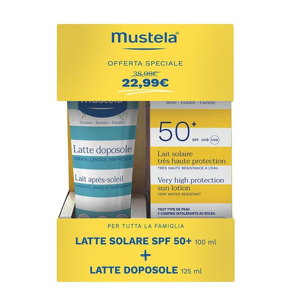 Mustela  - bipack latte solare protezione molto alta spf50+ 100ml + latte doposole 125ml - Mustela