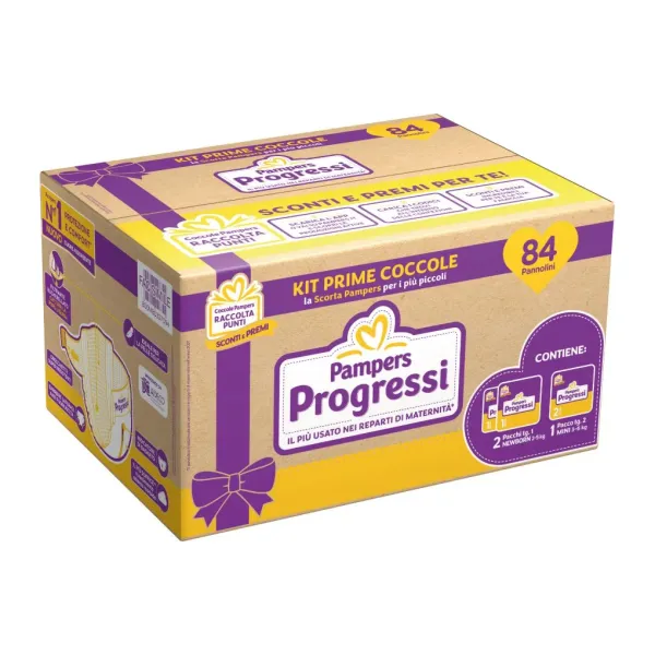 Pampers (kit primi mesi) - progressi scorta primi mesi x84 (28+28 newborn + 28 mini) - Catalogo Pampers
