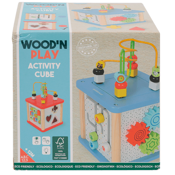 Cubo multiattività - esplorazione tattile e visiva - Wood 'n' play
