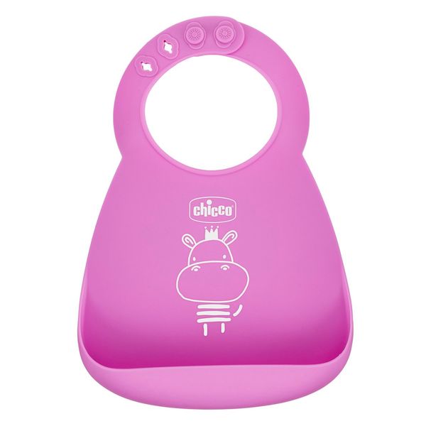Chicco bavaglino in silicone facile da arrotolare 6m+ rosa - Chicco
