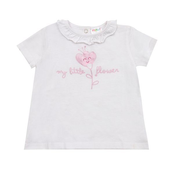 Mawi t-shirt jer con frill al collo e ricamo - Mawi