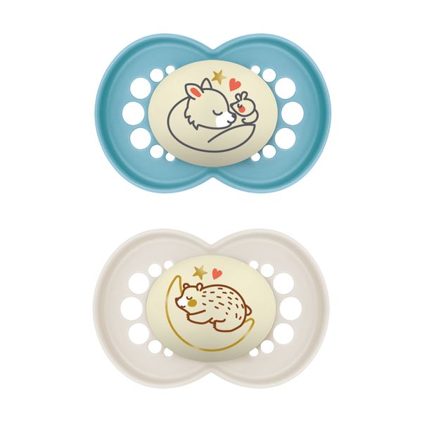 Succhietti original night 16+ caucciù bio-circolare conf. doppia blu/grigio - mam - Mam