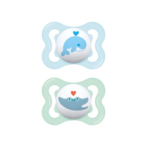 Succhietti air 2-6m silicone bio-circolare conf. doppia azzurro/verde - mam - Mam