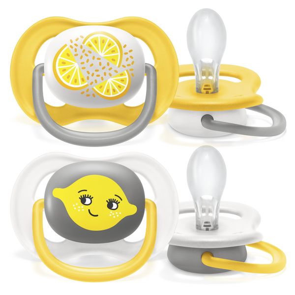 2 ciucci ultra air collection 6-18 mesi decorazione limone/arancia - philips avent - Avent