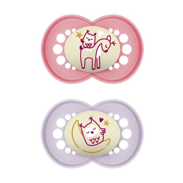 Succhietti original night 6+ silicone bio-circolare conf. doppia rosa/viola - mam - Mam