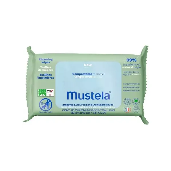 Salviette compostabili profumate 60 pezzi - mustela - Mustela