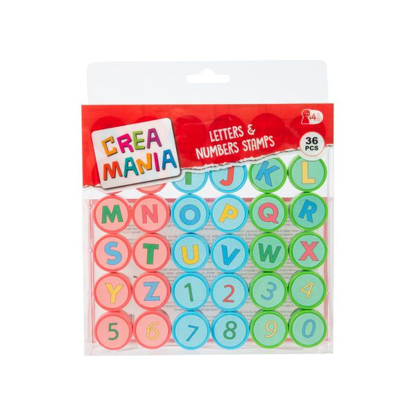 Set timbrini lettere e numeri - 36pezzi - crea mania - Creamania