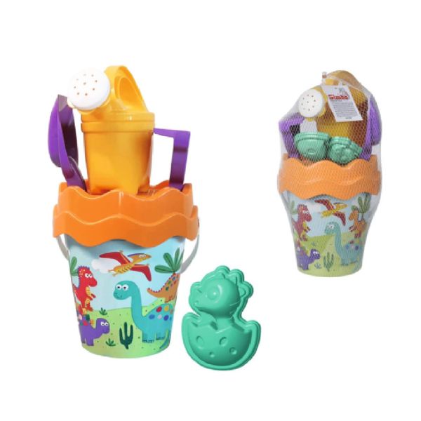 Set mare dinosauri con secchiello,  annaffiatoio e altri accessori  diam. 17 cm - No brand