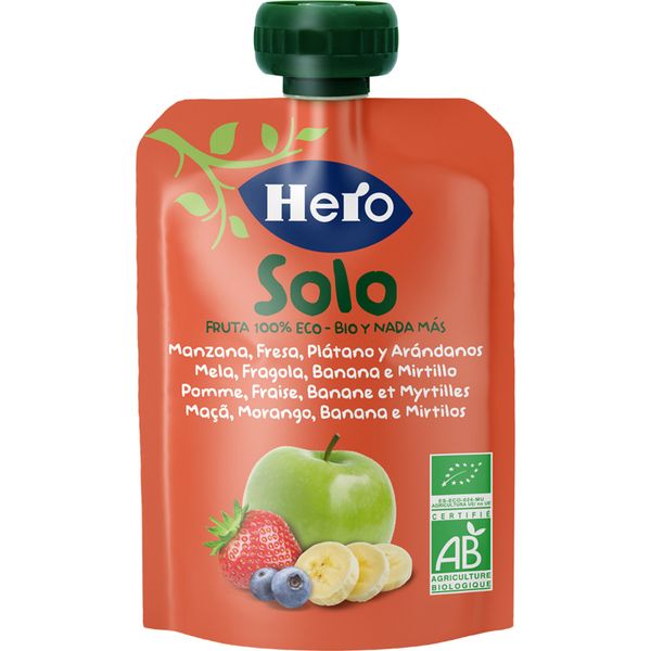 Pouch mela banana fragola mirtilli bio 100g - hero solo - Hero
