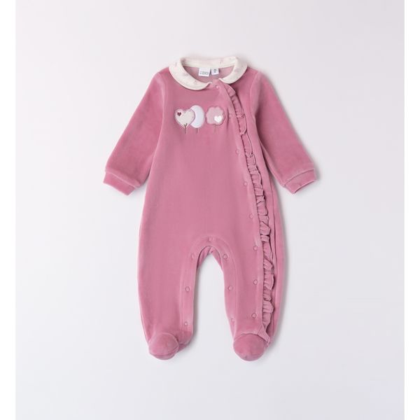 Tutina intera con piede colletto e ricamo centrale - Mignolo