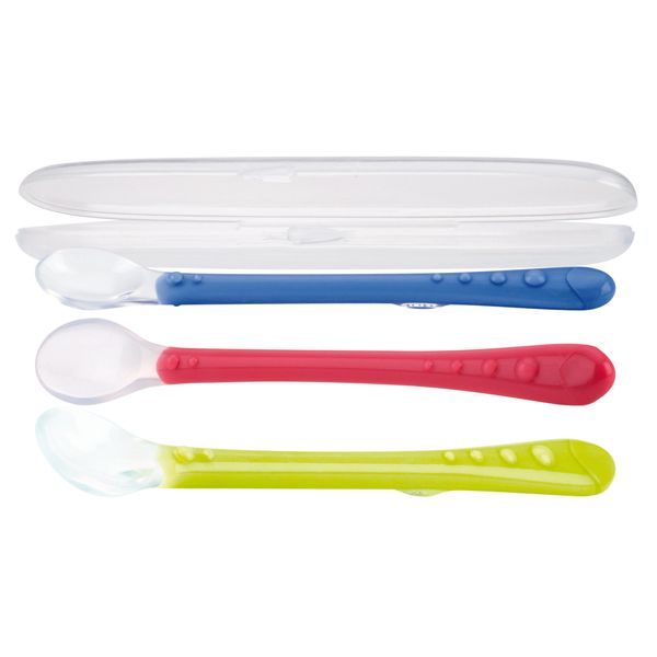 Nuby cucchiaino colori assortiti in silicone con custodia 6m+ - Nuby