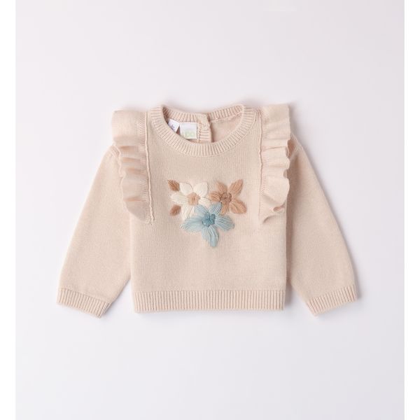 Maglia tricot beige con fiori - Mignolo