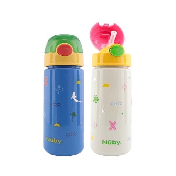 Nuby tazza assortita a pressione con cannuccia morbida - 540ml - Nuby