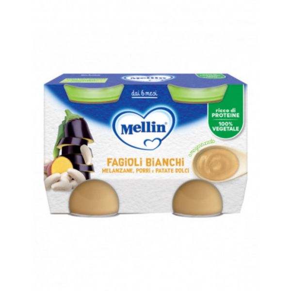 Omogeneizzato fagioli bianchi e melanzane 2 pezzi da130 g - mellin - Mellin