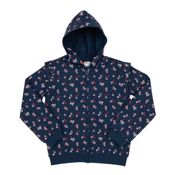 Felpa con cappuccio bambina blu allover - Mawi