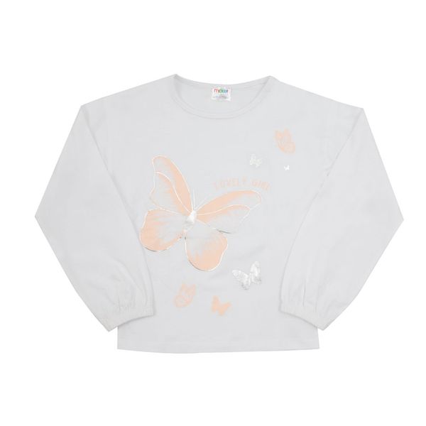 Maglia manica lunga bimba bianca stampata - Mawi