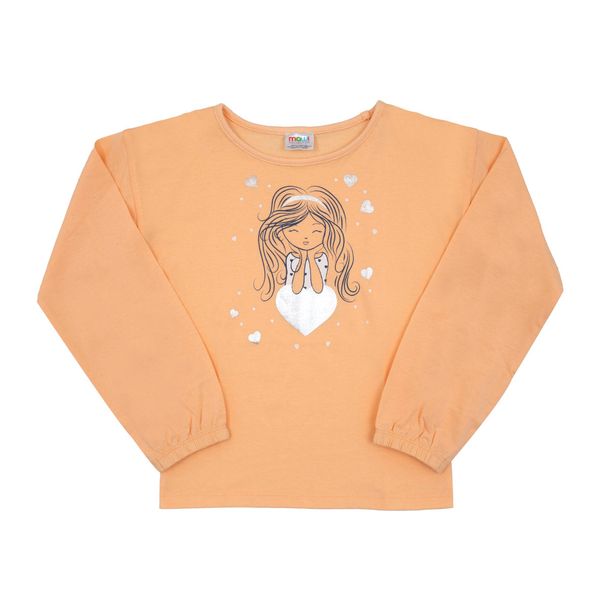 Maglia manica lunga bimba arancione stampata - Mawi