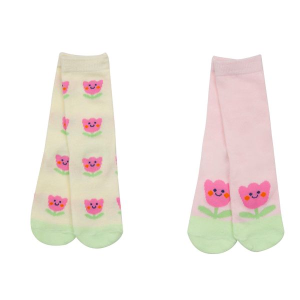 Pack due paia di calze antiscivolo bimba fiori - Mawi