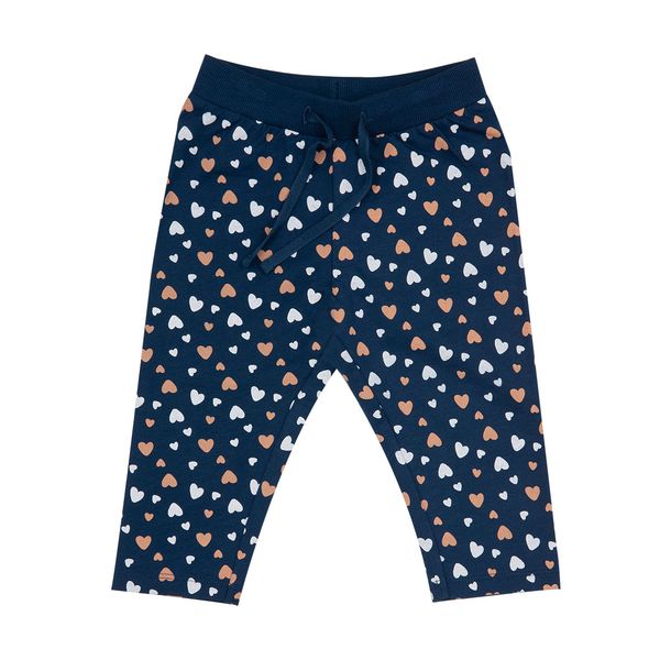 Pantaloni blu bimba cuori allover - Mawi