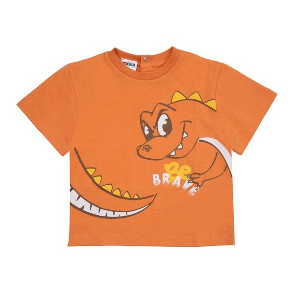 T-shirt jersey bimbo arancione con dinosauro - Mawi