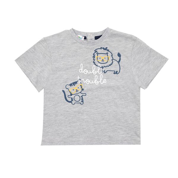 T-shirt bimbo grigia stampata - Mawi