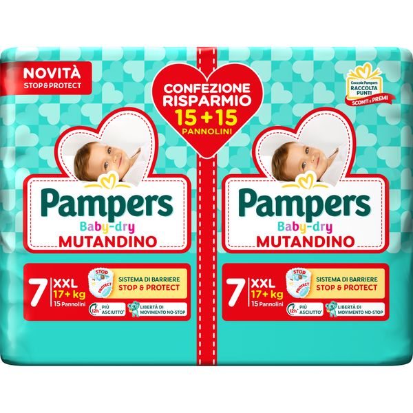 Baby-dry mutandino taglia 7 xxl  15+15 pz - pampers - Catalogo Pampers