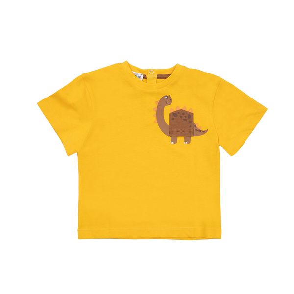 T-shirt jersey bimbo gialla con dinosauro - Mawi