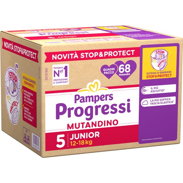 Progressi mutandino taglia 5 junior quadri pacco x68 - pampers - Catalogo Pampers