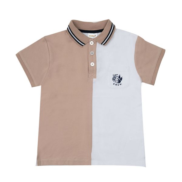 Polo bicolor bimbo panna/marrone - Mawi