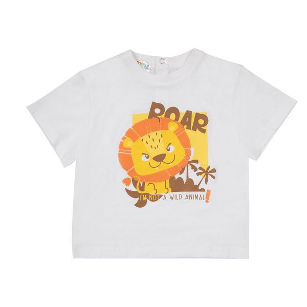 T-shirt jersey bimbo bianca con leoncino - Mawi