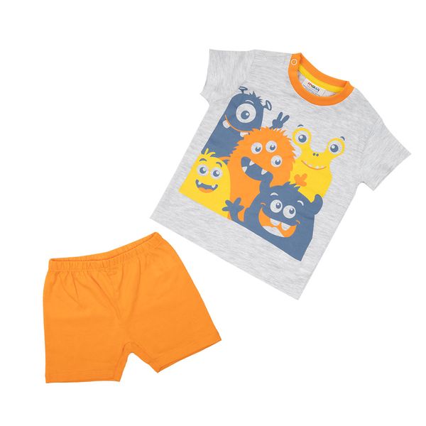 Pigiama estivo due pezzi bimbo grigio/arancio - Mawi