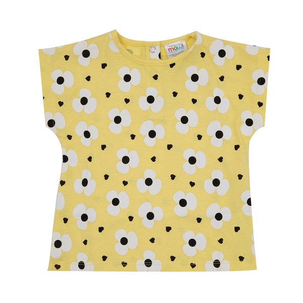 T-shirt giromanica bimba gialla con fiori - Mawi