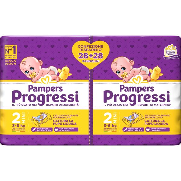 Progressi taglia 2 mini (3-6 kg) conf. 28+28 pezzi - pampers - Catalogo Pampers
