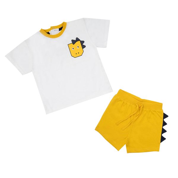 Completino maglietta e pantaloncino bimbo giallo "dino" - Mawi