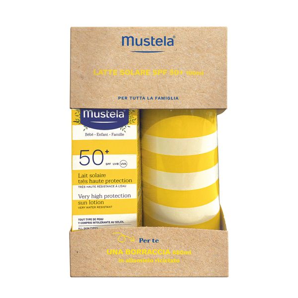 Latte solare protezione molto alta spf50+ 100ml + borraccia - mustela - Mustela