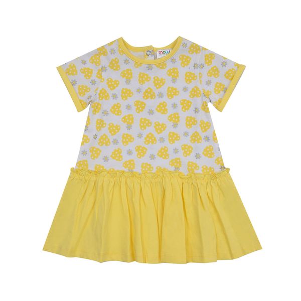 Abito bimba bianco-giallo stampa cuori - Mawi